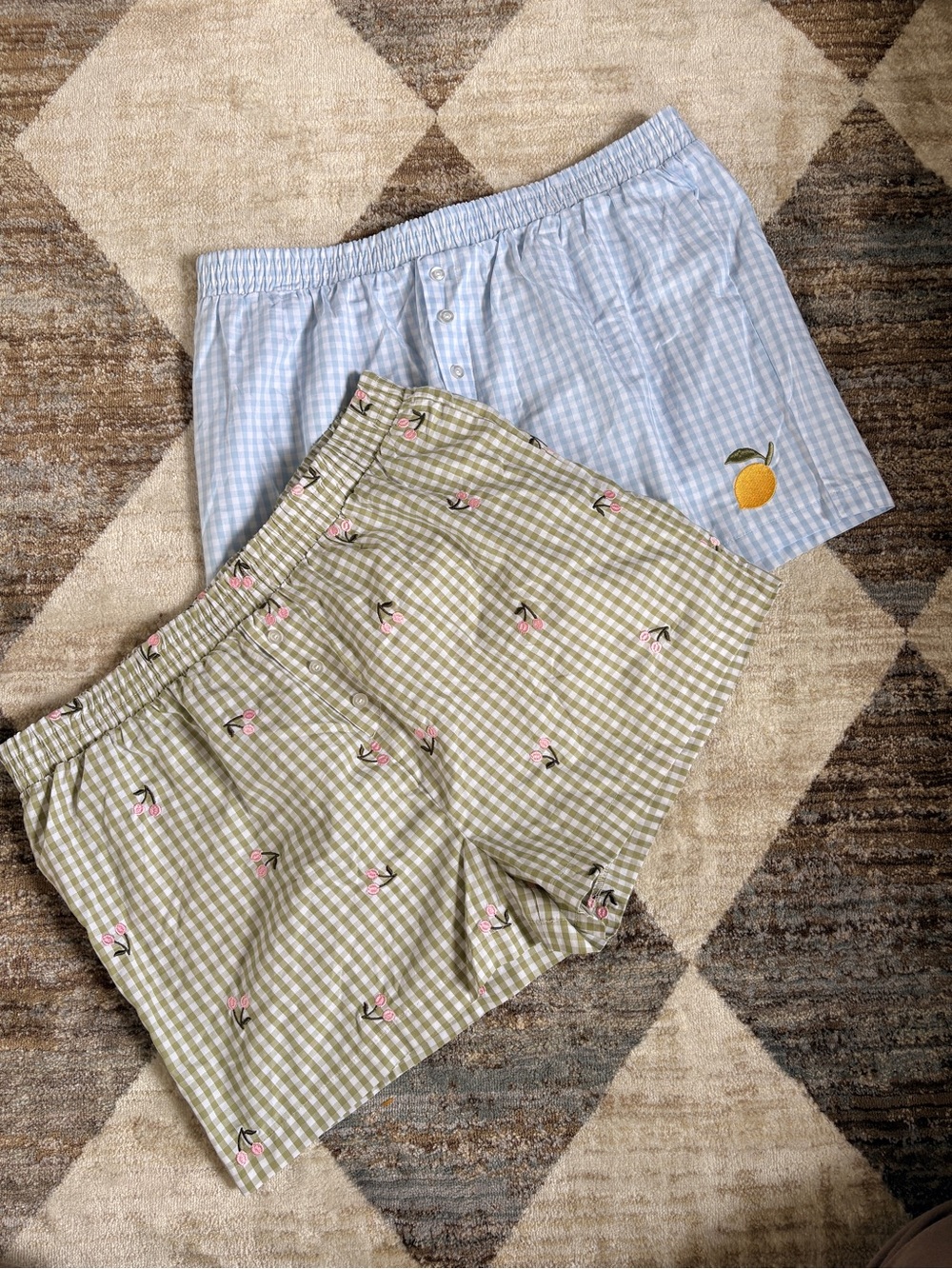Lux Women’s Boxer Shorts - Light Blue & Olive Green Gingham Bundle (runs small)